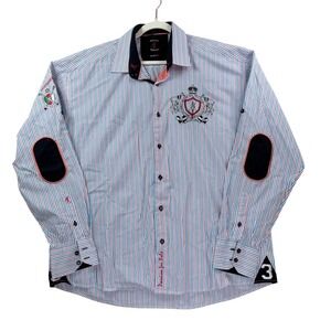 Absolute Rebellion Button Down Men 4XL Multi Stripe Polo Slim Fit Shirt